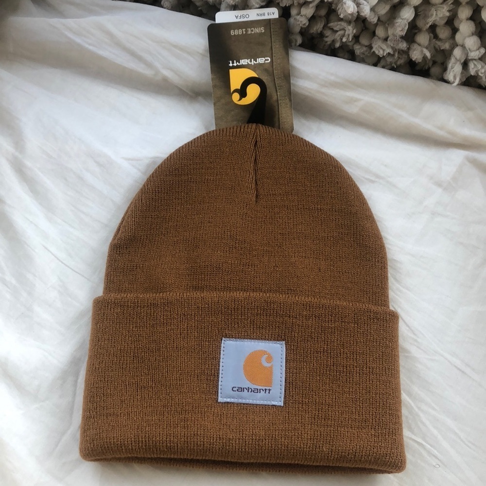 Carhartt Brown Beanie Hat cap Brand *New - Picture 2 of 5